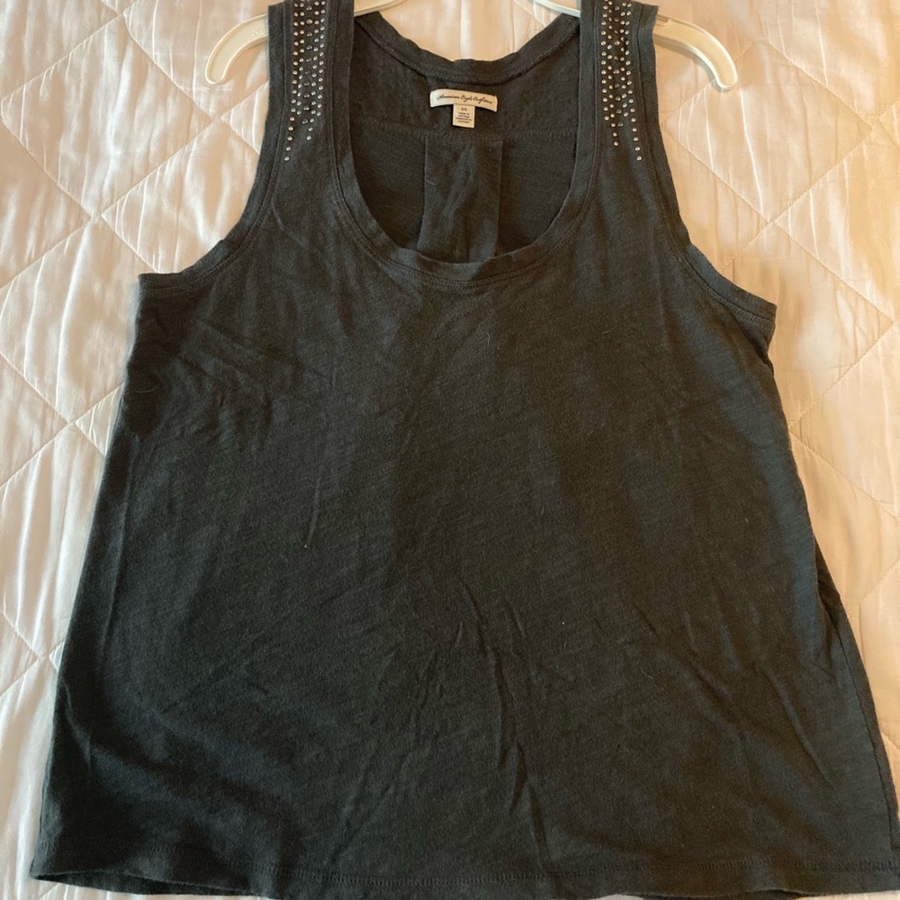 (4/$10) AEO charcoal grey tank top